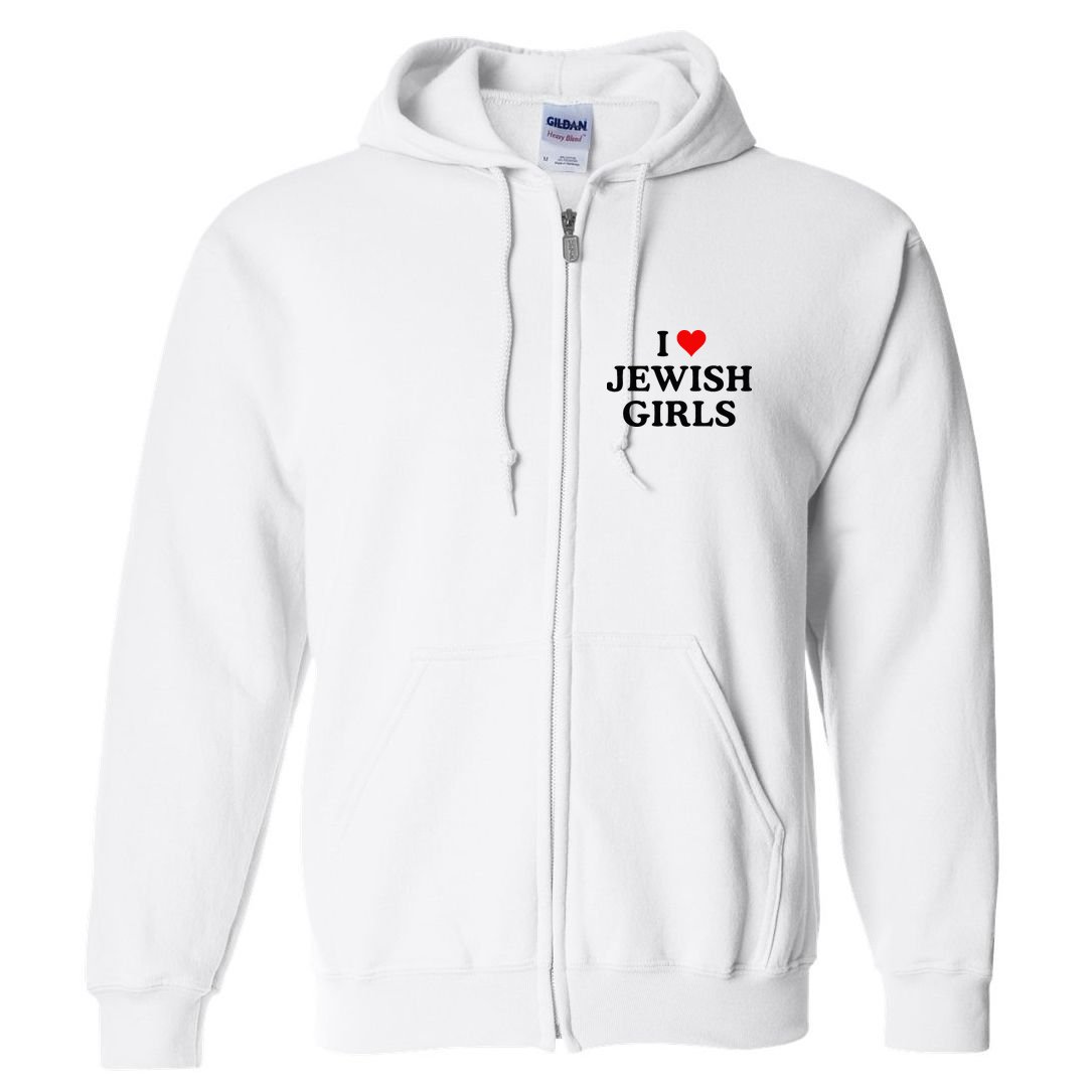 I Love Jewish Girl I Heart Jewish Full Zip Hoodie