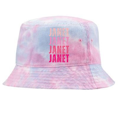 I Love Janet Modern Pattern First Name Janet Tie-Dyed Bucket Hat