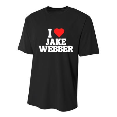 I Love Jake Webber I Heart Jake Webber Youth Performance Sprint T-Shirt