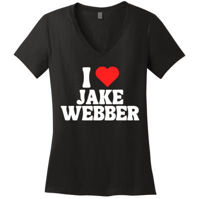 I Love Jake Webber I Heart Jake Webber Women's V-Neck T-Shirt