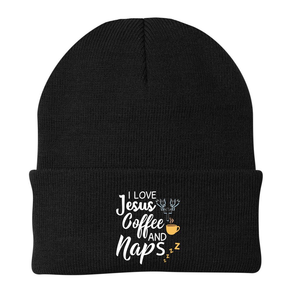 I Love Jesus Coffee And Naps Great Gift Beanie