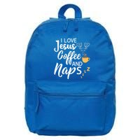 I Love Jesus Coffee And Naps Great Gift 16 in Basic Backpack