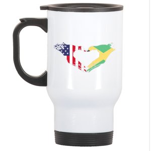 I Love Jamaica And Usa Flag Gift Stainless Steel Travel Mug