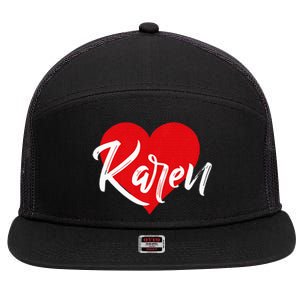 I Love Karen First Name 7 Panel Mesh Trucker Snapback Hat