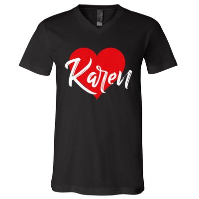 I Love Karen First Name V-Neck T-Shirt