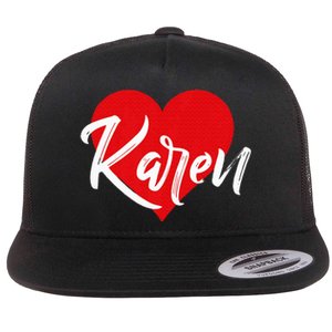 I Love Karen First Name Flat Bill Trucker Hat