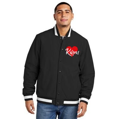 I Love Karen First Name Insulated Varsity Jacket