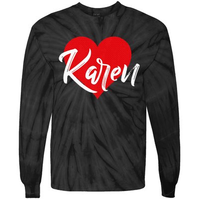 I Love Karen First Name Tie-Dye Long Sleeve Shirt