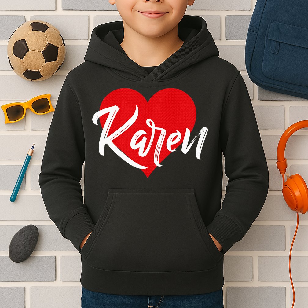 I Love Karen First Name Kids Hoodie