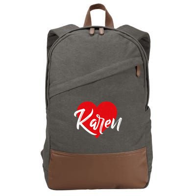 I Love Karen First Name Cotton Canvas Backpack