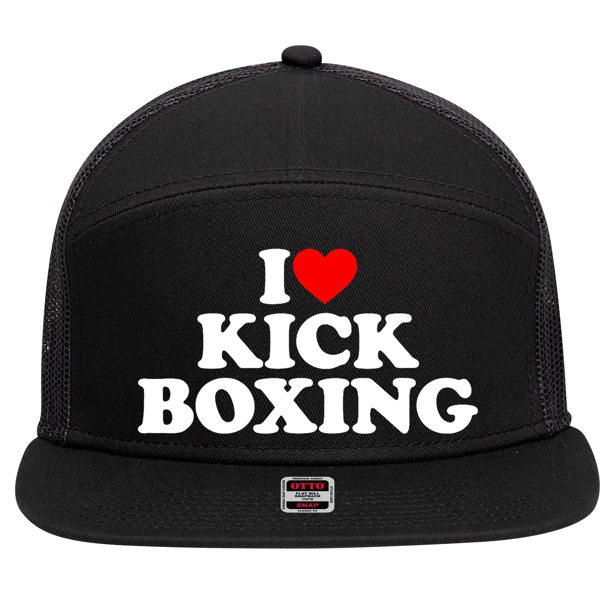 I Love Kickboxing Kickboxing Lover I Heart Kickboxing 7 Panel Mesh Trucker Snapback Hat