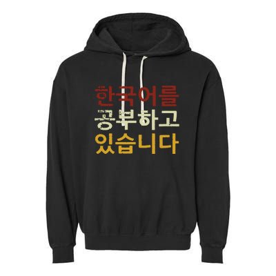 Im Learning Korean Language Hangul Funny Gift Garment-Dyed Fleece Hoodie