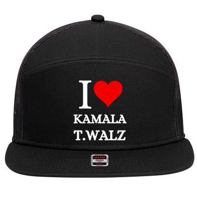 I Love Kamala Harris Tim Waltz  Harris Waltz 2024 Election 7 Panel Mesh Trucker Snapback Hat