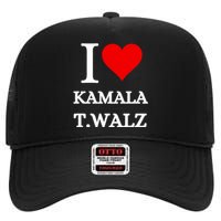 I Love Kamala Harris Tim Waltz  Harris Waltz 2024 Election High Crown Mesh Back Trucker Hat