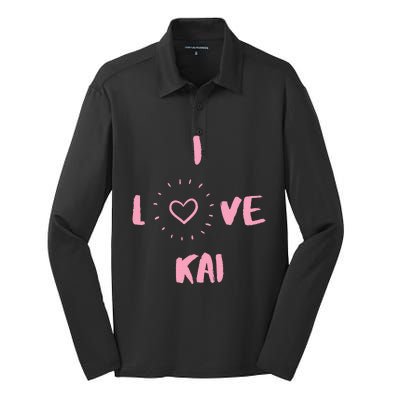 I Love Kai I Heart Kai Fun Kai Silk Touch Performance Long Sleeve Polo