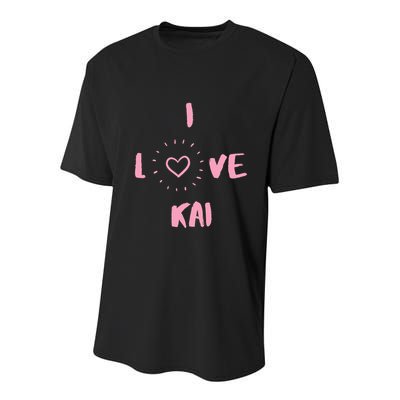 I Love Kai I Heart Kai Fun Kai Youth Performance Sprint T-Shirt