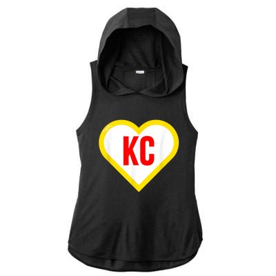 I Love Kansas City KC Football Heart KC Kansas City Ladies PosiCharge Tri-Blend Wicking Draft Hoodie Tank