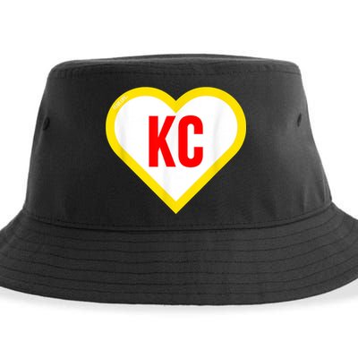 I Love Kansas City KC Football Heart KC Kansas City Sustainable Bucket Hat