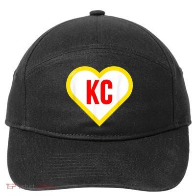 I Love Kansas City KC Football Heart KC Kansas City 7-Panel Snapback Hat