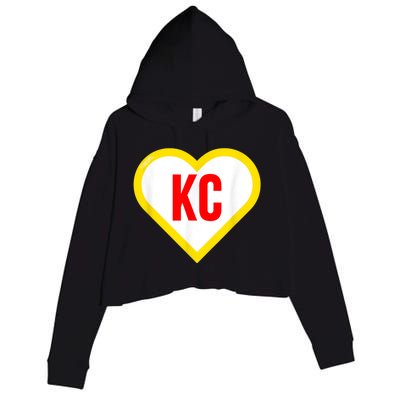 I Love Kansas City KC Football Heart KC Kansas City Crop Fleece Hoodie