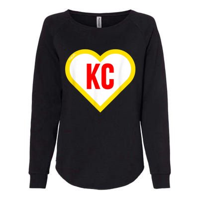 I Love Kansas City KC Football Heart KC Kansas City Womens California Wash Sweatshirt