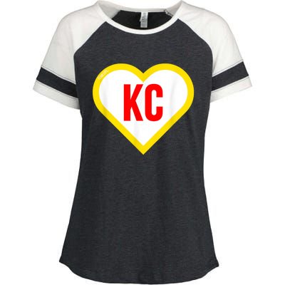 I Love Kansas City KC Football Heart KC Kansas City Enza Ladies Jersey Colorblock Tee