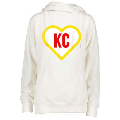 I Love Kansas City KC Football Heart KC Kansas City Womens Funnel Neck Pullover Hood