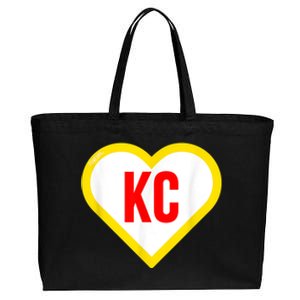 I Love Kansas City KC Football Heart KC Kansas City Cotton Canvas Jumbo Tote