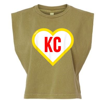 I Love Kansas City KC Football Heart KC Kansas City Garment-Dyed Women's Muscle Tee