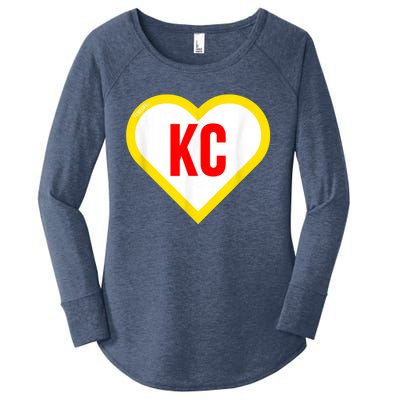 I Love Kansas City KC Football Heart KC Kansas City Women's Perfect Tri Tunic Long Sleeve Shirt