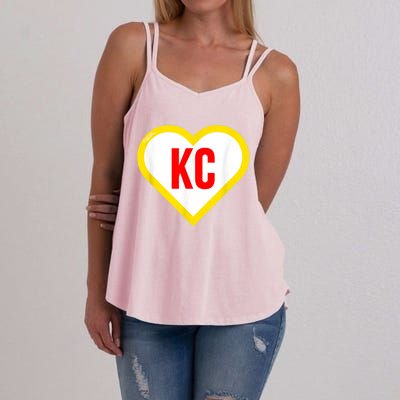 I Love Kansas City KC Football Heart KC Kansas City Women's Strappy Tank