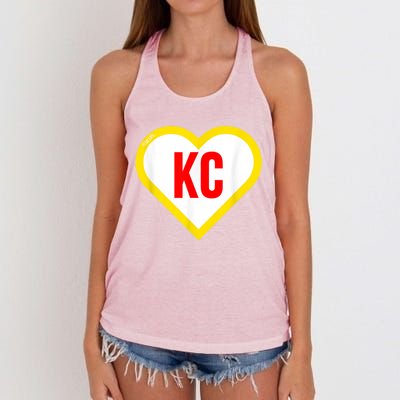 I Love Kansas City KC Football Heart KC Kansas City Women's Knotted Racerback Tank