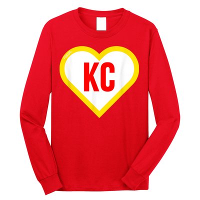I Love Kansas City KC Football Heart KC Kansas City Long Sleeve Shirt