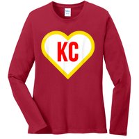 I Love Kansas City KC Football Heart KC Kansas City Ladies Long Sleeve Shirt