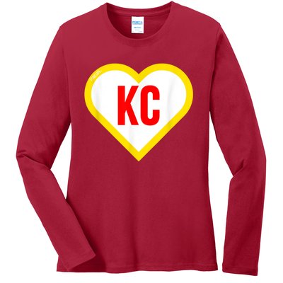 I Love Kansas City KC Football Heart KC Kansas City Ladies Long Sleeve Shirt