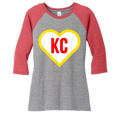 I Love Kansas City KC Football Heart KC Kansas City Women's Tri-Blend 3/4-Sleeve Raglan Shirt