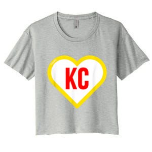 I Love Kansas City KC Football Heart KC Kansas City Women's Crop Top Tee