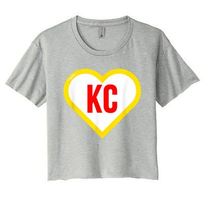 I Love Kansas City KC Football Heart KC Kansas City Women's Crop Top Tee