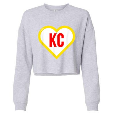 I Love Kansas City KC Football Heart KC Kansas City Cropped Pullover Crew