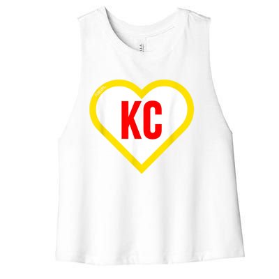 I Love Kansas City KC Football Heart KC Kansas City Women's Racerback Cropped Tank