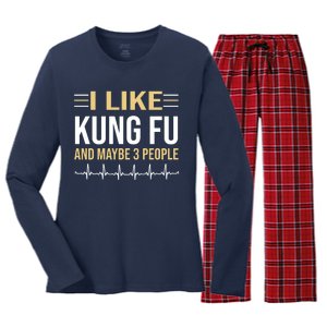 I Like Kung Fu And Maybe 3 People Women's Long Sleeve Flannel Pajama Set 