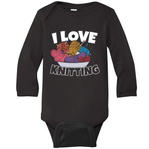 I Love Knitting Baby Long Sleeve Bodysuit