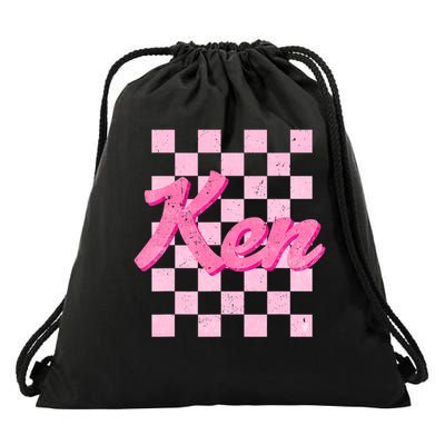 I Love Ken Personalized Art Last Name Drawstring Bag