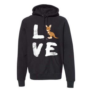 I Love Kangaroo Australia Pride Animal Gift Tee Premium Hoodie