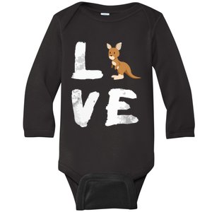 I Love Kangaroo Australia Pride Animal Gift Tee Baby Long Sleeve Bodysuit