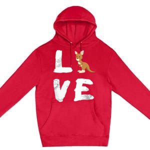 I Love Kangaroo Australia Pride Animal Gift Tee Premium Pullover Hoodie