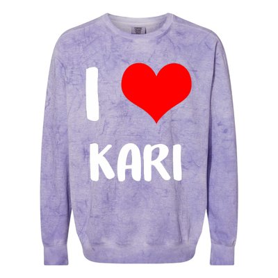 I Love Kari Valentine Sorry Ladies Guys Heart Belongs Colorblast Crewneck Sweatshirt