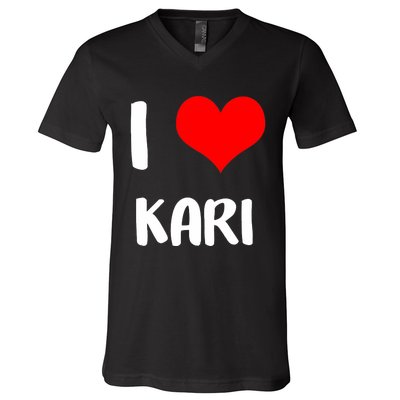 I Love Kari Valentine Sorry Ladies Guys Heart Belongs V-Neck T-Shirt