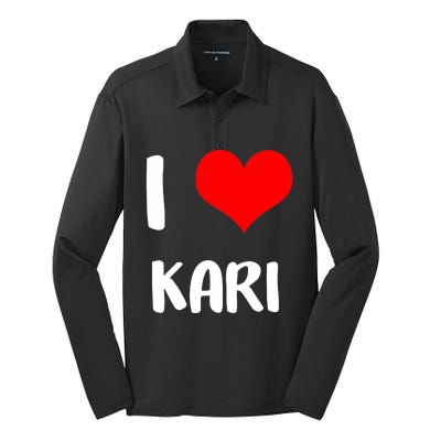 I Love Kari Valentine Sorry Ladies Guys Heart Belongs Silk Touch Performance Long Sleeve Polo