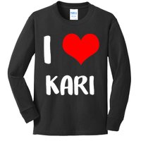 I Love Kari Valentine Sorry Ladies Guys Heart Belongs Kids Long Sleeve Shirt